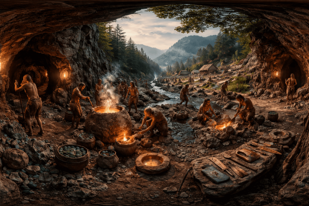 Prähistorischer Bergbau Kupfererzeugung